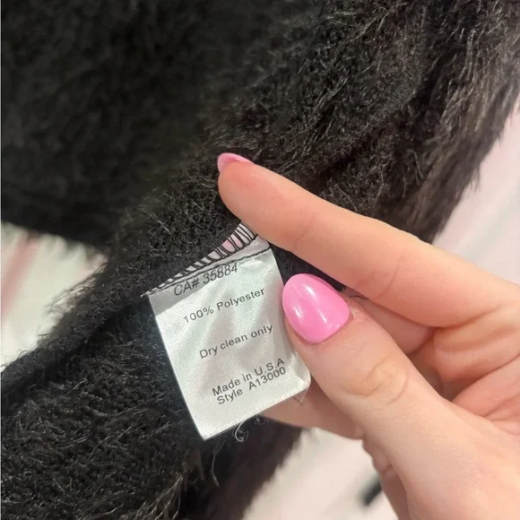 Open-Front Black Fuzzy Cardigan Sweater - Picture 3 of 6